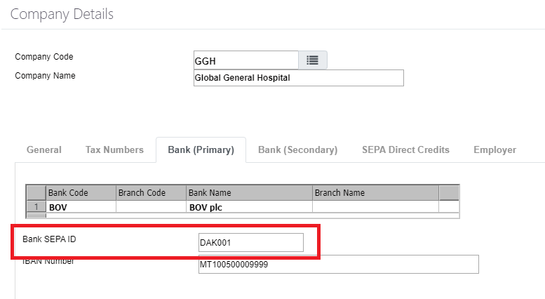 Bank SEPA ID - payroll